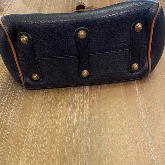 Dooney & Bourke Navy and Brown Leather Satchel - Picture 14 of 14